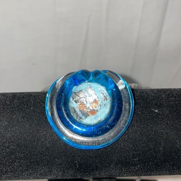 Necklace with a silky thread and a large glass emblem - Picture 1 of 2